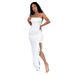 "Elegant Strapless Slit Dress For Women - Solid Color Bodycon Dress With Fitted Waist, Perfect For Evening Parties & Special Occasions"_ecoleips.com
