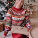 girl 2024 Autumn Winter Cross-Border Women's Christmas European American Knitted Half-High Round Neck Pullover Printed_ecoleips.com