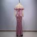 Women's Clothing New Deep V Neck Pink Sequin Sexy Slim Long Skirt Birthday Party Patty Hip Evening Dress_ecoleips.com