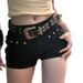 American Style Spicy Girl Dark Y2K Bodycon Black With Rivet Design Denim Ultra Shorts For Women Low Waist Slimming Hot_ecoleips.com
