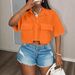 Cross-border European And American Foreign Trade Women's Casual Fashion Pocket Short-sleeve Shirt Cardigan Top_ecoleips.com