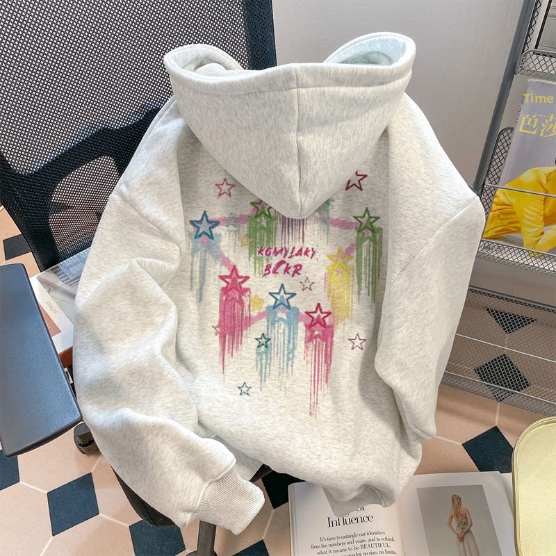 New 2025 Women's Simple Comfortable Hooded Sweatshirt Men's Loose Fit Fleece Lined Thick Sports Top for Autumn Winter_ecoleips.com