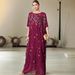 Hand-Embroidered Beaded Cape Dress With 3D Floral Details - Elegant Long Evening Gown_ecoleips.com