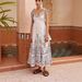 Women's Casual Elegant Linen Dress With Tie Waist American Style Printed Thin Summer Fashion_ecoleips.com