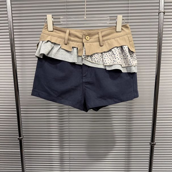 High-Waisted Layered Ruffle Shorts For Women, False Two-Piece Design Raw Edge Denim Hot Pants, Sweet & Edgy Summer Fashion_ecoleips.com