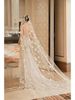 Veil bride main wedding dress pearl headdress retro flower champagne long trailing wedding wedding hijab_ecoleips.com