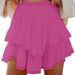 Aria Basics Aria Basics European And American Women's Elegant Ruffled Mini Skirt, Tennis Summer Shorts, Solid Color With Lace Trim_ecoleips.com