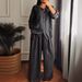 Women's Clothing Casual Loose Cotton And Linen Solid Color Shirt Button Wide Leg Pants 2 Piece Set_ecoleips.com
