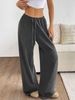 Women's Soft Knit Lounge Pants – Elastic Drawstring Waist, Loose Fit, Breathable Polyester, Solid Colors (Pink, Gray, Dark Gray, White, Black)_ecoleips.com