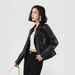 Spring New Short Motorcycle PU Leather Lapel Jacket Slim Fit Leather Jacket_ecoleips.com