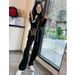 Street Style Sports Casual For Women, Autumn Winter 2025 New Fashion Fleece Cardigan Sweatshirt Wide Leg Pants Two-Piece_ecoleips.com