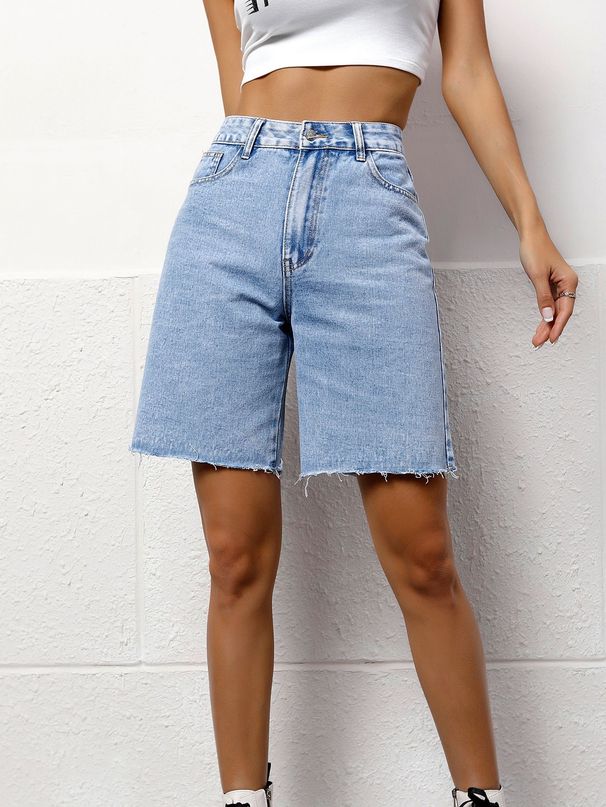 Women's High Waist Loose Fit Washed Denim Shorts – Trendy Distressed Casual Shorts With Stretch Comfort_ecoleips.com