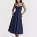 Women Romantic Ditsy Floral Spaghetti Strap Maxi Dress Tie‑Up Backless High Slit Boning Detail High Waist Slim‑Fit Sexy Evening Party Long Dress_ecoleips.com