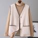 Women's Clothing Korean Style Faux Shearling Vest – Oversized Button-Down Puffer Sleeveless Jacket For Women_ecoleips.com