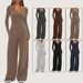 Women's Wide Leg Pants Suit Long Sleeved Multi Occasion Sportswear Autumn Winter_ecoleips.com