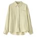Women's Linen Summer Sun Protection Shirt Long Sleeve Thin Solid Color Loose Fitting High End Luxurious Outerwear_ecoleips.com