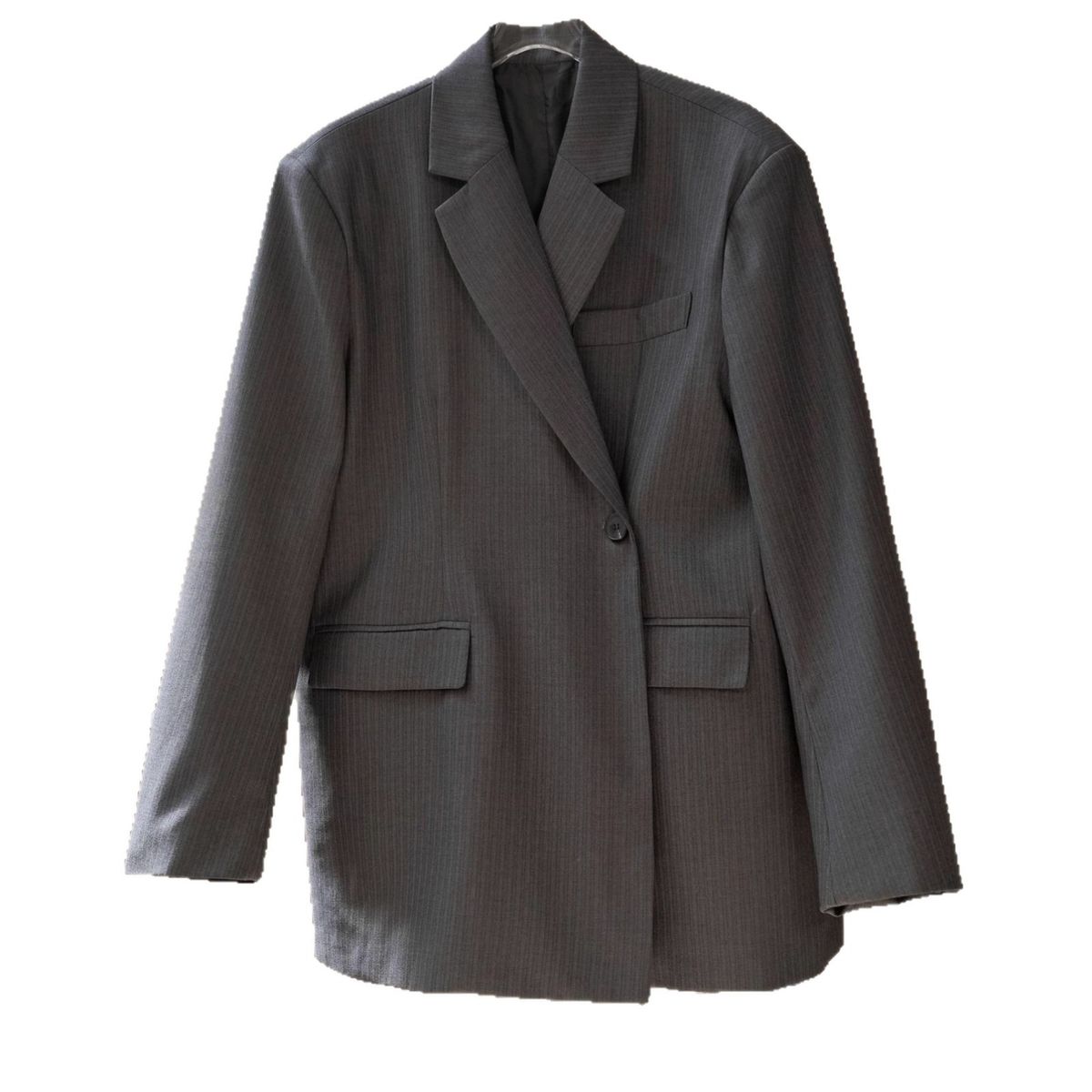 Korean-style Ins Autumn New Diagonal Button Striped Blazer With A Stylish Loose Silhouette And Back Slit Casual Jacket_ecoleips.com