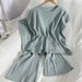 Women's Clothing Summer New Solid Color Sleeveless Vest Sweater Wide Leg Nine Point Trousers Suit Thin Ice Silk Two Piece Suit Female Trend_ecoleips.com