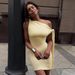 Women's Clothing Women's Slim Hip Body Dress European American Style Casual Fashion Summer Sleeveless One Shoulder Tie Up_ecoleips.com