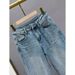 High-Waisted Straight Leg Jeans For Women - Stretch Denim Pants With Star Rhinestone Embellishments & Classic Blue Wash_ecoleips.com