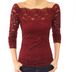 Women's Clothing Off Shoulder Lace One Shoulder Collar Long Sleeved Hollow Lace Shirt_ecoleips.com