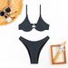 Women's Clothing Two Piece Swimsuit Solid Color Steel Support Sexy Bikini_ecoleips.com