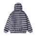 girl Reversible Color-Block Fuzzy Striped Hooded Cotton Jacket For Women, Lazy Style, Loose Fit, Versatile, Thickened, Warm,_ecoleips.com