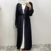 Hot Selling Ramadan Rhinestone Cardigan Islamic Dresses With Pockets Kebaya Muslim Kimono Abaya Dubai Modest Clothing Women Red_ecoleips.com
