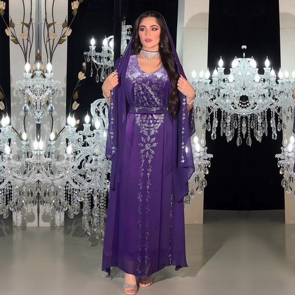 Women's Clothing Middle East Clothing Dubai Arabian Evening Dress Hot Diamond Robe Dress_ecoleips.com