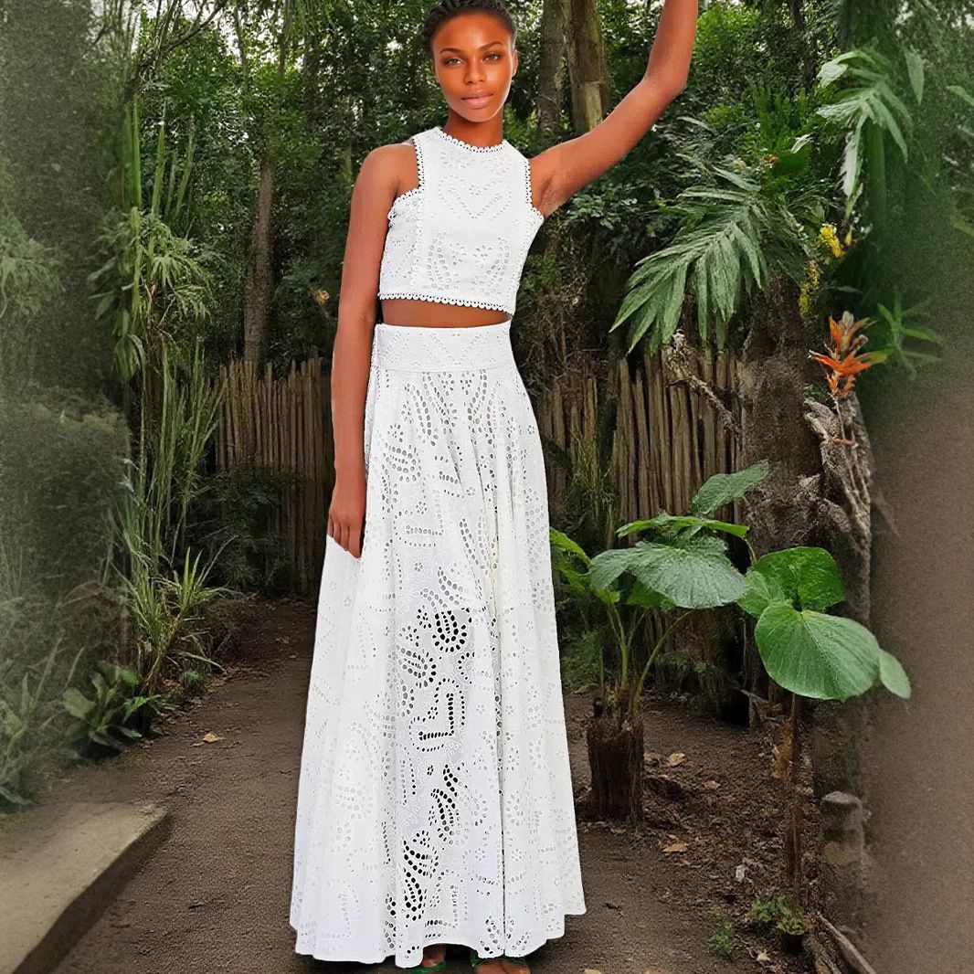 Women's Clothing Casual Fashion Sleeveless Pocket Long Skirt Dress Two Piece Suit_ecoleips.com