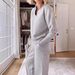 Autumn Casual V-Neck Long-Sleeved Loose Top And Wide-Leg Pants Two-Piece Set_ecoleips.com