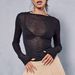 Women’s Sheer Mesh Long Sleeve Top Sexy Slim Fit Layering Shirt Casual Y2K Fashion Blouse Elegant Going Out Streetwear_ecoleips.com