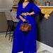 Elegant Plus Size Jumpsuit For Women - Stylish Long Sleeve One-Piece Pantsuit With Waist Cincher & Pleated Design(1XL-5XL)_ecoleips.com