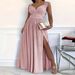 Elegant Black V-Neck Long Dress For Women - Lace Sleeveless Evening Gown For Wedding, Party & Formal Occasions_ecoleips.com