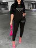Women's Casual Loose And Fashionable Paris Pattern Print Loose T-shirt+cropped Pants Two-piece Home Sportswear Daily Wear-433_ecoleips.com