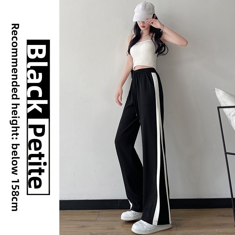 Women's Ice Silk Sports Pants 2026 Summer Thin Straight Casual Loose Black Pants Spring Autumn Wide Leg Height Enhancing_ecoleips.com