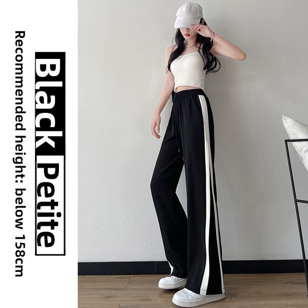 Women's Ice Silk Sports Pants 2026 Summer Thin Straight Casual Loose Black Pants Spring Autumn Wide Leg Height Enhancing_ecoleips.com