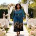 Elegant Pleated Floral Dress V Neck Lantern Sleeve Slim Fit plus Size Women's European American Style Printed Dress_ecoleips.com
