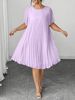 Women's Summer Pleated Solid Color Loose Elegant Chiffon Dress_ecoleips.com