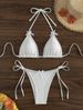 Elegant Solid Color Women's Bikini Set Adjustable Triangle Top Tied-Side Bottoms Breathable Two-Piece Swimsuit for Beach Pool Vacation_ecoleips.com