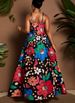 2026 Curvy Bohemian Print Maxi Dress, Butterfly Strap V Neck Multicolor Beach Long Gown For Spring Summer Vacation_ecoleips.com
