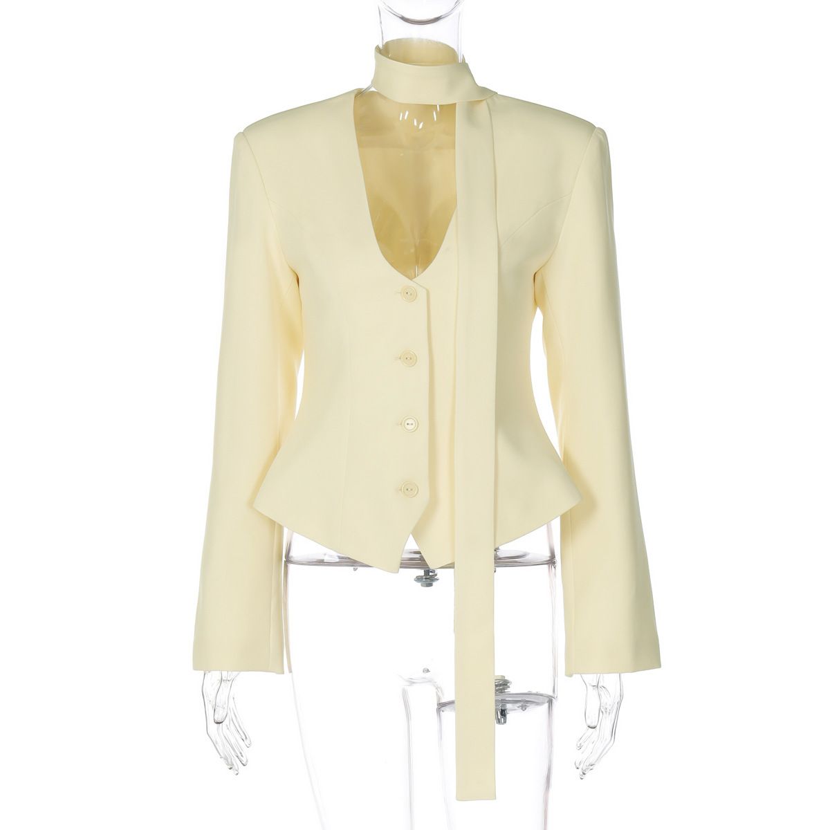 Women's Clothing 2026 Summer New Product Fashion Temperament Cardigan Button Small Suit Slim Fit Solid Color Jacket Wholesale_ecoleips.com