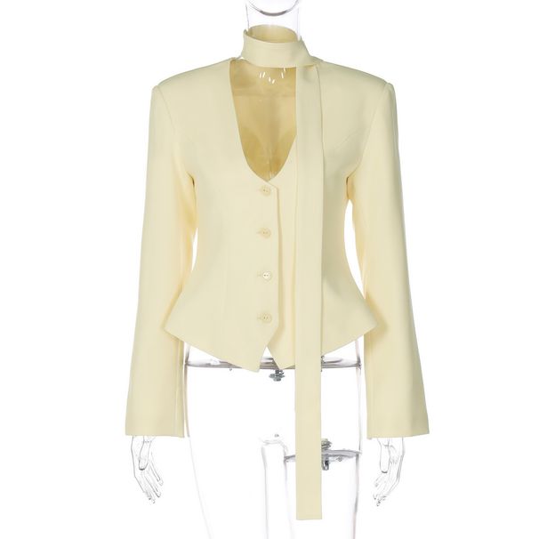 Women's Clothing 2026 Summer New Product Fashion Temperament Cardigan Button Small Suit Slim Fit Solid Color Jacket Wholesale_ecoleips.com