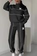 2024 European American Cross-border Women's Clothing: Letter-printed Sweatshirt With Sleeves And Long Pants, Zippered_ecoleips.com