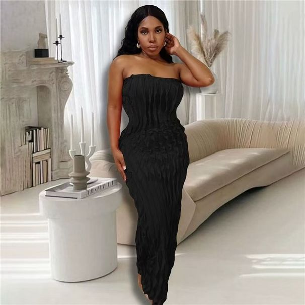 Women's Clothing Women's Sexy Strapless Off-Shoulder Long Dress Slim Fit Sleeveless Fashion Autumn Dress For Formal & Casual For Women_ecoleips.com