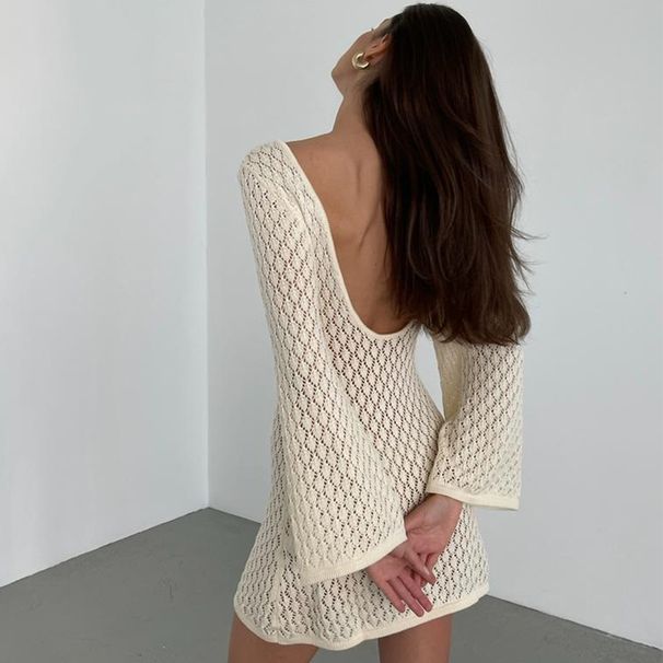 Women's Clothing Fashion Slim V Neck Beach Skirt Versatile Beach Cover Up Temperament High End Beach Sun Protection Clothing_ecoleips.com