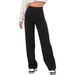Women's Clothing Casual Straight Leg Pants High Waist Button Elastic Multiple Pockets Fashion_ecoleips.com