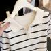 Elegant Women's Ice Silk Knit Top French Striped Collared Short Sleeved T-Shirt New Summer Style Beautiful And Youthful_ecoleips.com