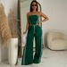 Women's Clothing New Fashion Slim Solid Color Tube Top Wide Leg Pants Suit Two Piece Set Delivery_ecoleips.com