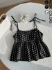 Women's Polka Dot Crop Cami With Spaghetti Straps And Flared Hem Polka Dot Camisole Babydoll Top Babydoll Tops Polkadot Top Cute_ecoleips.com